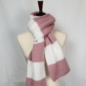 Cozy Knit Scarf Blush White Stripes