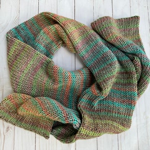 Hand Knitted Multi-Color Scarf Women's Warm Knit Scarf Rainbow Scarf