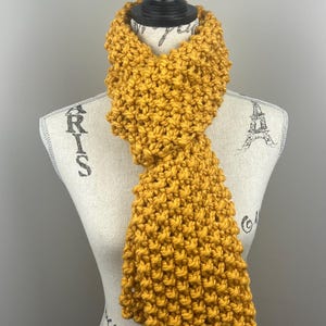 Knit Scarf, mustard yellow knitted open ended knit scarf