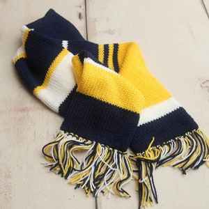 Michigan U of M Knit Scarf: Navy, Yellow & White Acrylic