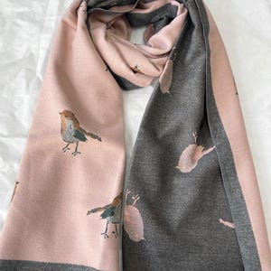 Pink / Gray Scarf, Wool Large  Shawl, Two Side Soft Wrap, Warm Pashmina, Winter Accessories, Gift