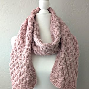 Hand Knit Pink Scarf, Soft & Warm Winter Accessory