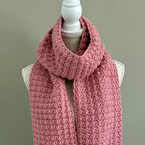 Knit Scarf Handmade from Merino Wool and Acrylic Yarn in Pink