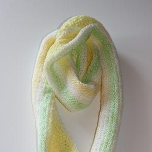 Hand knit scarf - iris yellow glow