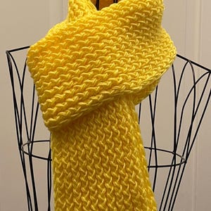 Bright Yellow Knit Scarf: Soft Acrylic, Optional Fringe